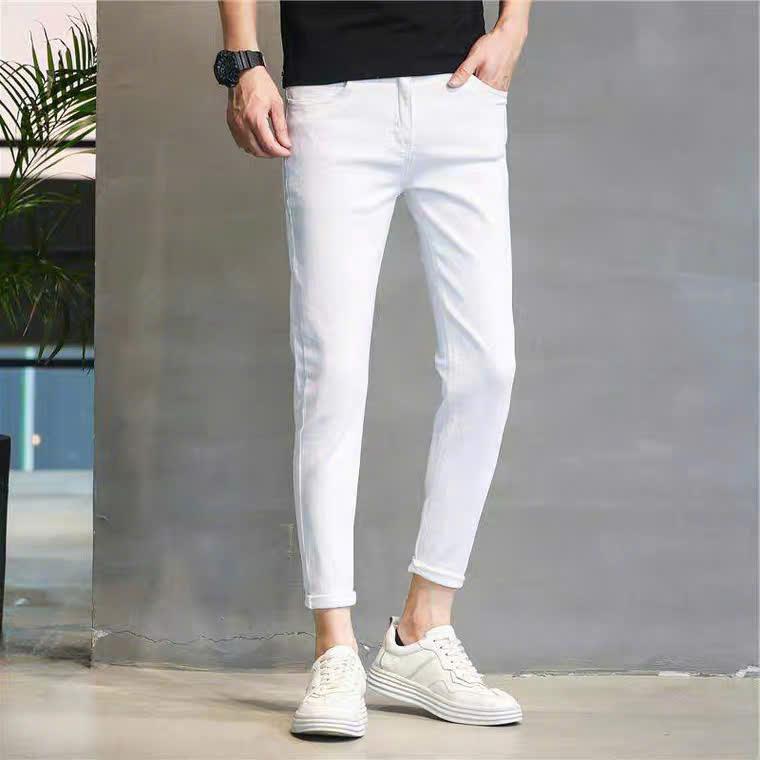 TOP BÁN CHẠY - Quần jean nam trơn không rách màu trắng chất bò đẹp co dãn tốt 4 chiều Có Túi form dáng skinny boy phố QS25 Menswear Pants TCS Trùm Chuyên Sỉ
