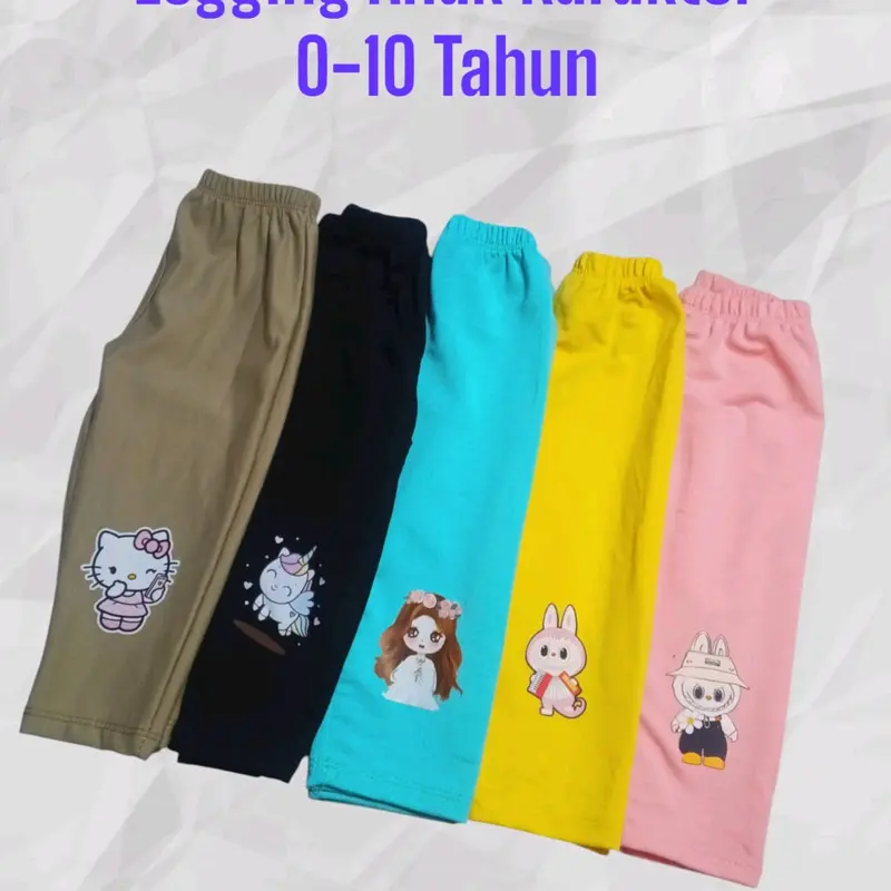 Paket Hemat 5 Pcs Celana Legging Anak Motif Labubu Soft Halus Fashion - Nyaman Dipakai Legging Murah 4