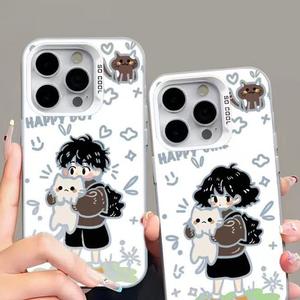 กรณีโทรศัพท์การ์ตูนคู่สำหรับ iPhone16promaxกรณีโทรศัพท์มือถือ iPhone15ความคิดสร้างสรรค์14 ใหม่ 13 พรีเมี่ยมสีเงิน 12/11 ป้องกันการตก XSMax ชายและหญิง 8Plus ความเรียบง่าย xs / xr กรณีป้องกัน