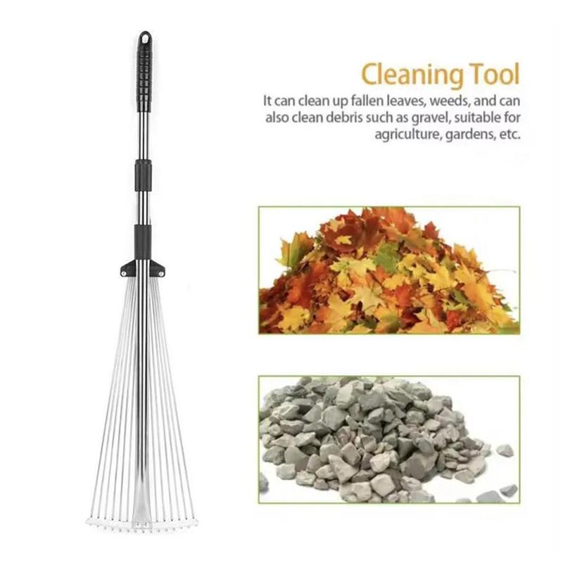 Product Introduction of Grass Rake 9 Teeth Stainless Steel Rake Adjustable Steel Rake With Handle Gardening Rake L6K4 28