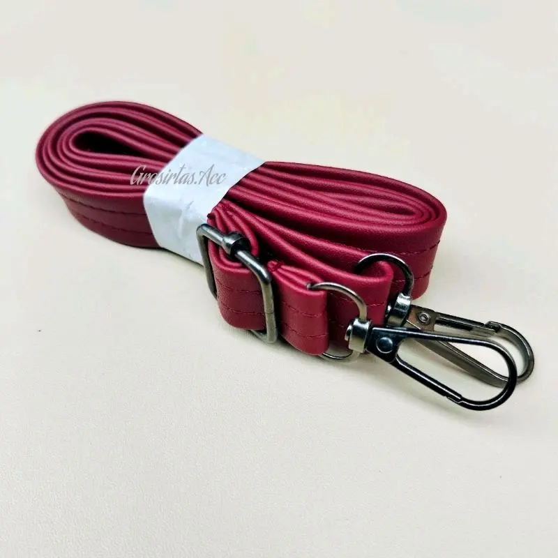 Tali Tas Selempang Kulit Sintetis/Sling bag Pengait Hitam/Black accesories Super Tebal Wanita Pria 7