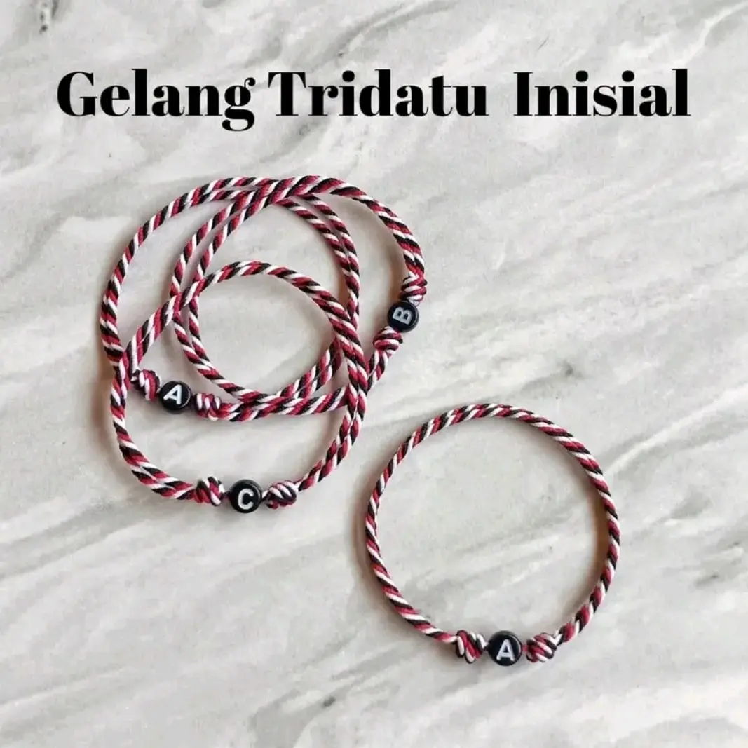 Gelag tridatu asli bali Gelang tridatu huruf inisial A sampai Z Bracelets Aksesoris Hitam Dewasa Tali Pria