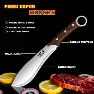 Pisau dapur professional material baja stainless 3CR13 tahan karat gagang fulltang kualitas premium untuk keperluan dapur