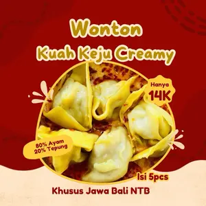 WONTON kuah keju creamy chili oil isi 5pcs Food