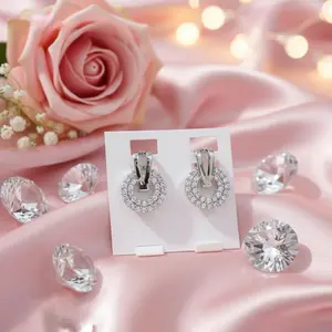 Liontin Permata Bulat Donat Manik Kilap Silver Fashion Wanita Aksesoris Perhiasan (1pcs)