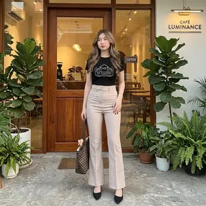 Kylie Cutbray Pants Highwest Celana Flare Pants Wanita Semi Woll Premium