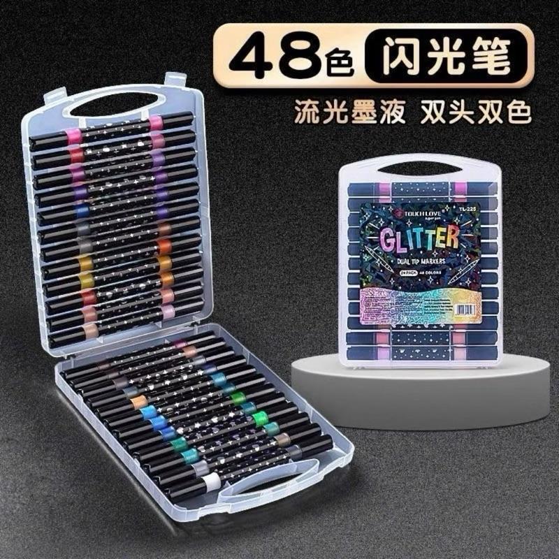 Hộp 48 Đầu Bút Màu Nước Nhũ Kim Tuyến 2 Đầu Mềm Lấp Lánh Siêu Đẹp.Món Quà Cho Bé