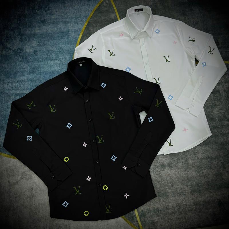 Áo sơ mi nam tay dài chất vải dày dặn thêu họa tiết nổi Form đứng Boy phố Menswear Top