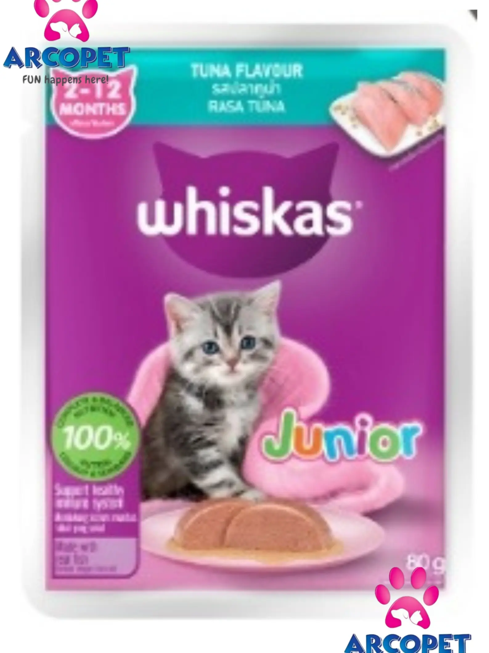 Whiskas Pouch Junior Tuna 80gr Makanan kucing