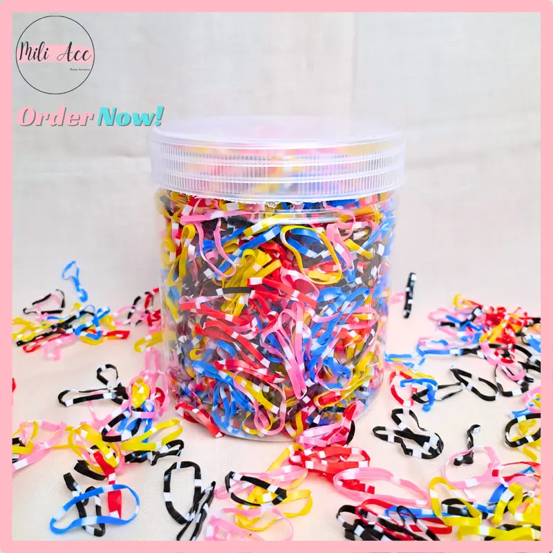 KARET JEPANG WARNA WARNI 1 TOPLES / KARET KUAT TIDAK MUDAH PUTUS UKURAN MEDIUM / IKAT RAMBUT Scrunchies Kepang 2