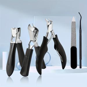 Kit de cuidado de uñas de acero inoxidable para uñas encarnadas y gruesas, set de cortauñas de alta resistencia con lima de uñas, cortadores de piel muerta, mango clásico