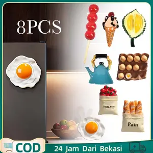 8pcsHiasan Kulkas Magnet Aesthetic Penataan Makanan Magnet Kulkas Kecil Tempelan Magnet Mainan Kulkas Magnet Lucu