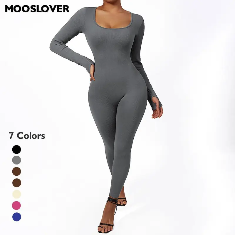 Mooslover Women's Zip Up Mock Neck Short Sleeve Ribbed Unitard