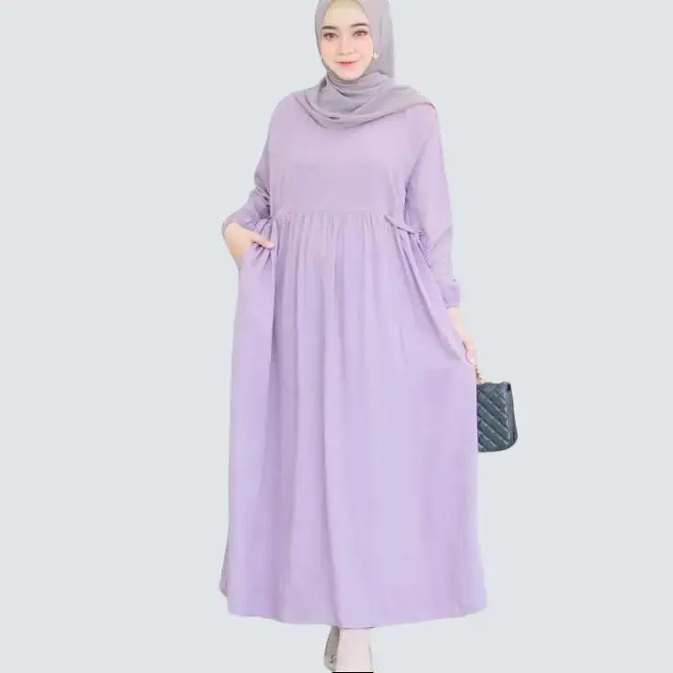 Midi dress  FARISSA Rayon Twill Premium Polos Busui Muslimah Korean Style Kekinian