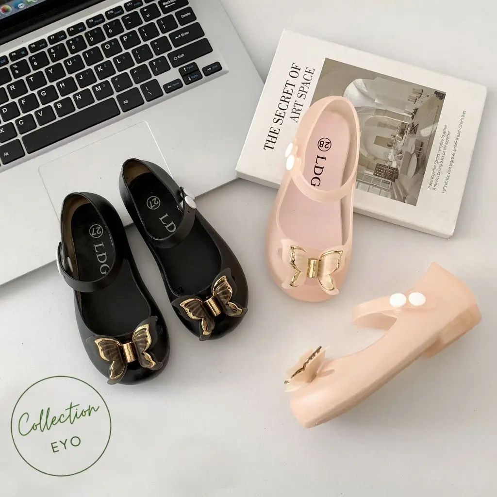 sepatu sandal flat shoes jelly anak perempuan motif pita kupu-kupu LDG 1722