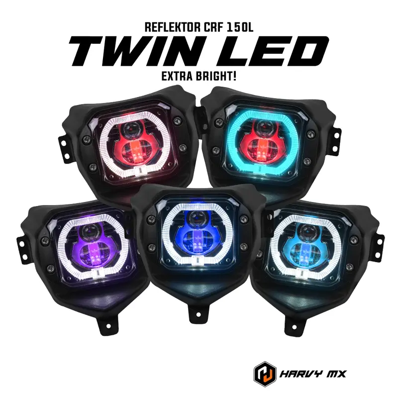 Reflektor TWIN LED Exta Bright Lampu Depan CRF 150L KLX BIGFOOT DTRACKER WR 155 HARVY MX Supermoto 2