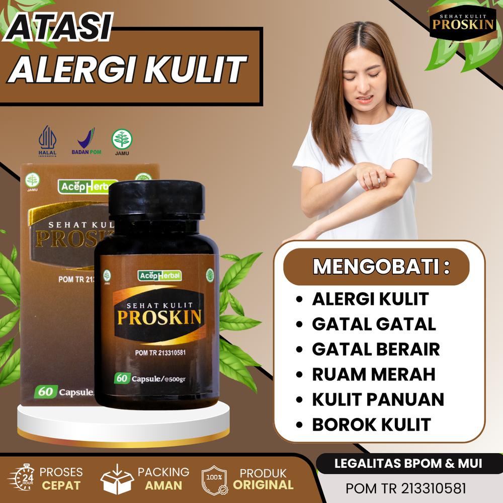 Proskin Sehat Kulit - Atasi Alergi Kulit, Kulit Gatal, Gatal Berair, Ruam Merah Di Kulit, Kulit Panuan, Borok Kulit, Kulit Biduran Untuk Pria Dan Wanita Ekstrak Daun Binahong Herbal Alami