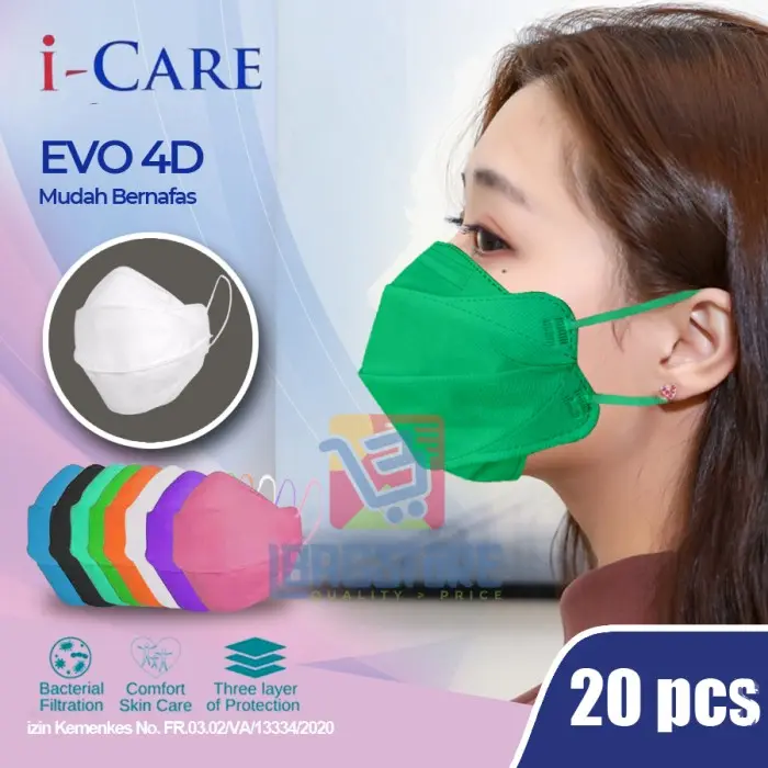 Masker 4D Kf94 EVO PLUSmed 3PLY - Warna Cerah, Desain Convex yang Nyaman, Perlindungan Efektif, Paket Isi 20, Teknologi Canggih, Kualitas Premium, Sertifikasi Kemenkes - Lindungi Diri dengan Gaya! 8