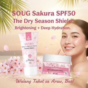 SOUG Sakura SPF50 Face Sunscreen Dry Season High Protection Moisturizer Brightening UV Cream Non-Greasy Lightening Moisturizer Hydrating Face Cream for Dry Skin Deep Hydration Cream