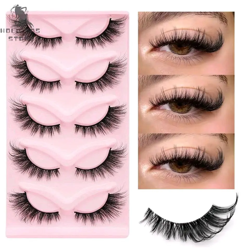 GROINEYA - 5 PASANG [GRATIS LEM] Winged Lashes - Bulu Mata Latina Russian Cat Eye  Hitam Eyelash Bulumata Extension W0806F wispie cewe