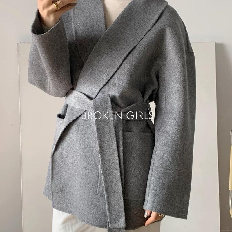  Áo dạ ép lông tho màu xám trơn kèm đai hàng Quảng châu trần phao from 56-65 kg 