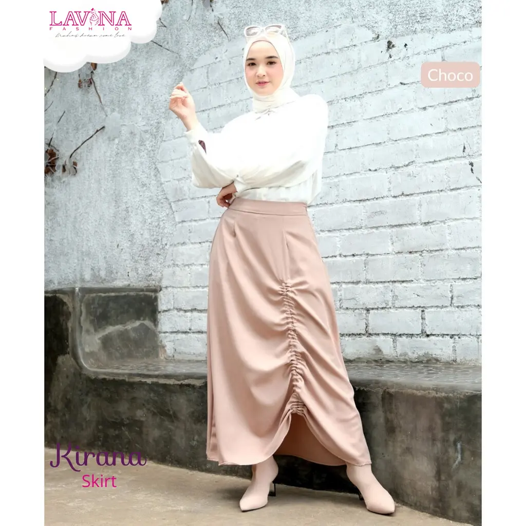 Lavina VB146 | Kirana Skirt Rok Serut Panjang Casual Korean Style Wanita Skirt Wanita