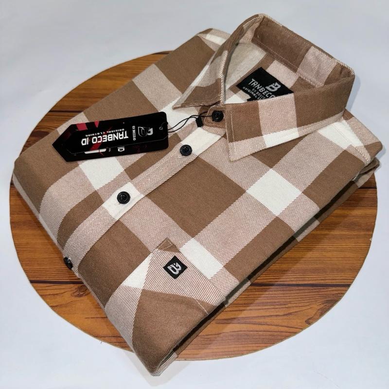 Kemeja flanel printing pria lengan pendek kemeja dewasa pria flannel motif kotak Distro Casual 0