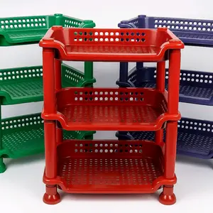 OMAHQU-RAK MINI SUSUN 3 PLASTIK Rak Dapur Bumbu Serbaguna Mini Rak Kosmetik Rak Meja 4 Warna Penyimpanan Fleksibel & Praktis untuk Berbagai Kebutuhan Rumah Tangga dari Plastik dengan 3 Tingkat dan 4 Pilihan Warna Menarik