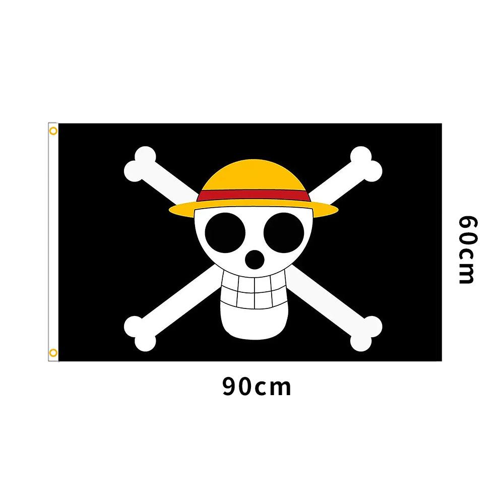 Bendera One Piece Terbaru 2026 Kain Bendera Luffy Besar Kecil Printing HD One Piece Ukuran 90x60 & 150x90cm Bendera One Piece 5 Model Satin Polyester Bendera One Piece