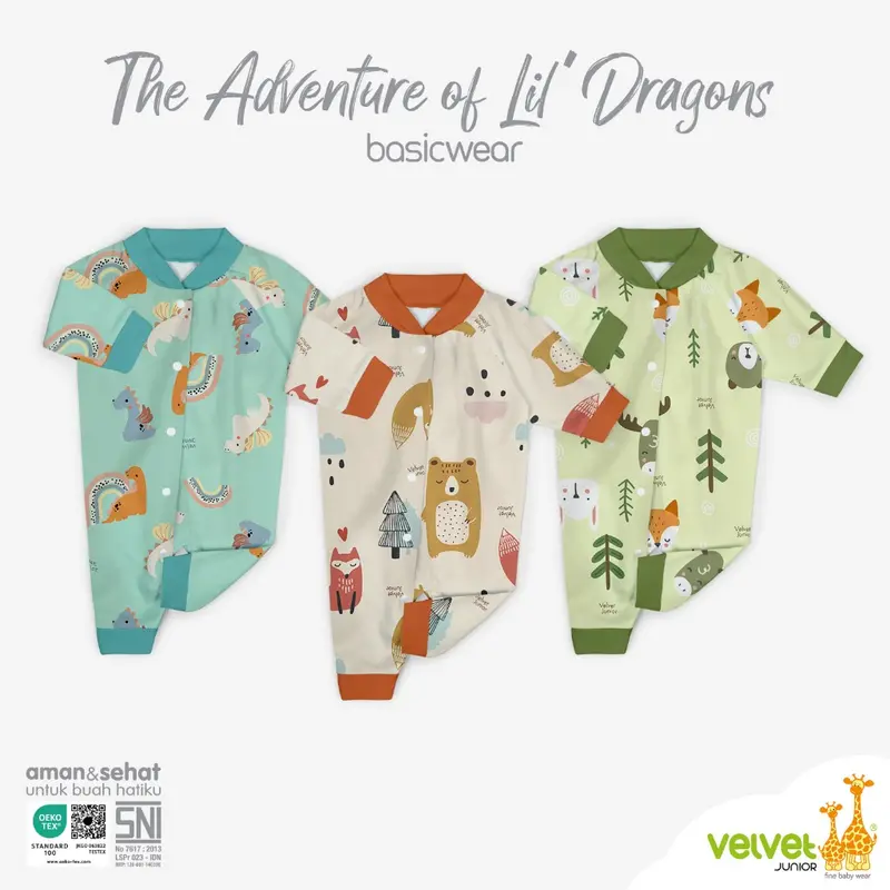 Velvet Junior Jumper Bayi Sleepsuit Oblong - Size Newborn 0-3 Bulan Basic Wear 3