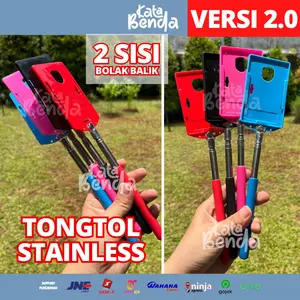 Tongkat Etoll Besi (2 sisi) Stainless Tongtol Praktis Flazz Emoney Steel Kartu Toll Tongtoll Bolak Balik Depan Belakang Tol