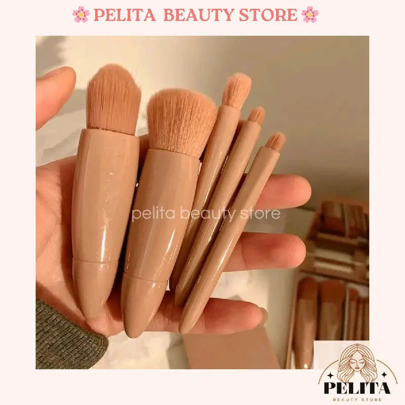 Kotak box make up 5 kuas brush + cermin set 5 in1  makeup kosmetik portable 4