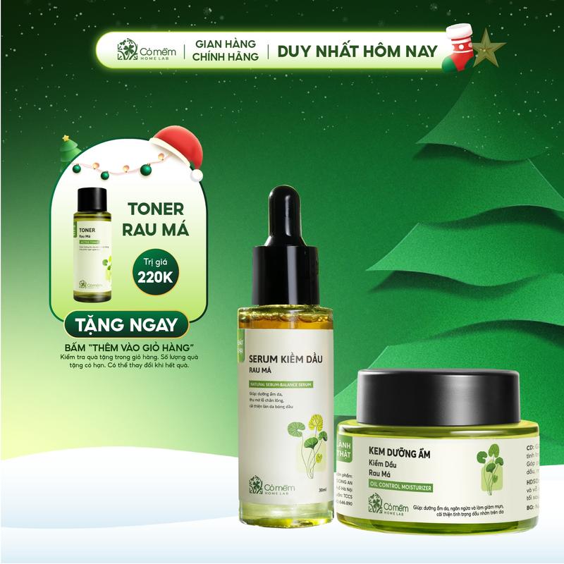   COMBO TẶNG TONER RAU MÁ 220K  Combo Dưỡng Ẩm Kiềm Dầu Serum Kem Dưỡng Rau Má 80g 