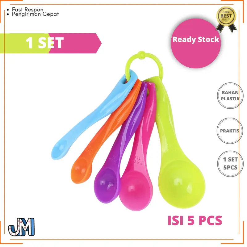Sendok Takar Plastic ( Set 5in1 ) Warna Pastel Ukuran Kue Air Bumbu - Jakmart