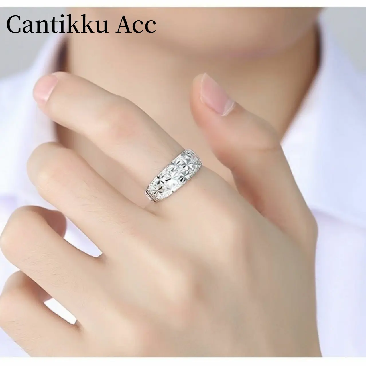 Cincin berlapis perak untuk wanita, cincin berlapis perak motif langit berbintang, desain terbuka, cincin yang dapat disesuaikan.