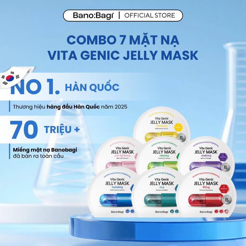 TOP Combo 7 Miếng Mặt Nạ Dưỡng Ẩm, Cải Thiện Làn Da Vita Genic Jelly Mask 30gx10 - Bano:Bagi