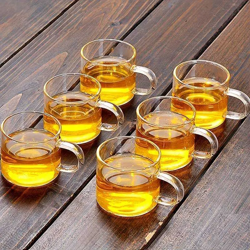 LETUZI Cangkir gelas Teh Kopi Anti Panas Tea Cup Borosilicate 6pcs