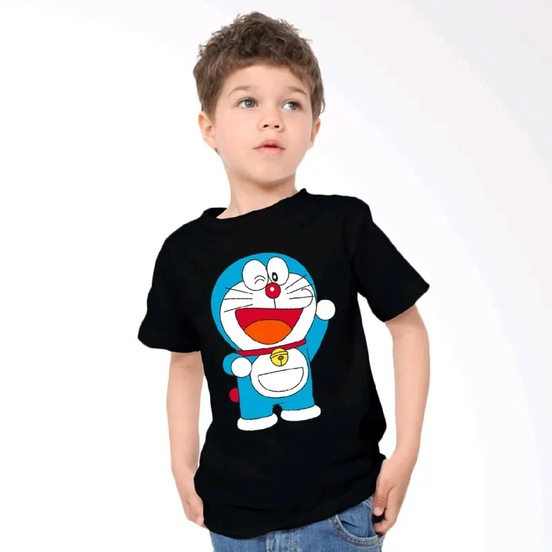 Kaos baju cowok cewek anak usia 2-10 Tahun/Koas lengan pendek anak  Doraemon bahan Katun kaos Perempuan 1