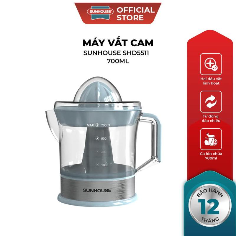 Máy vắt cam SUNHOUSE SHD5511 dung tích lớn 700ml phù hợp cho cả gia đình