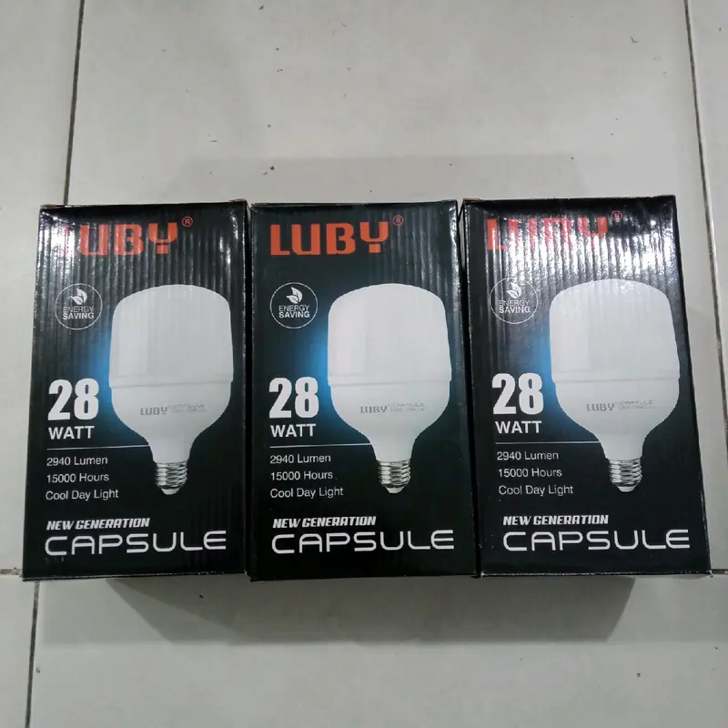 lampu led luby capsul 28watt  bergaransi 1tahun voltase 165-250volt 2
