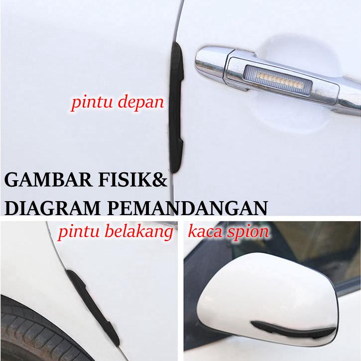 XYKJ 4PCS Strip Karet Pintu Pelindung Pintu Mobil Door Guard Stiker Mobil Protection Stiker Mobil 5