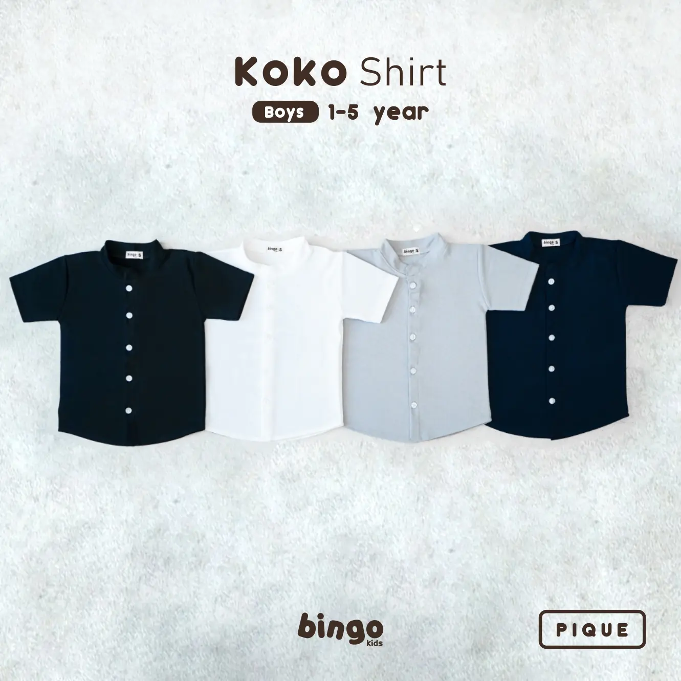 Kemeja Anak Shanghai Pique 1-5 Tahun Baju Atasan Anak Monochrome Series