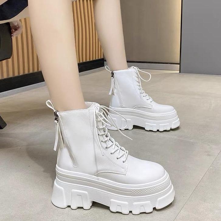 Bốt nữ, Thời trang Hàn Quốc, Cắt cao, Phong cách cắt cao, Sáng bóng, Có dây kéo và dây buộc, Thích hợp cho bé gái, Giày đi bộ, Thoải mái, Trang trí, Giày khởi động giày cao Jean Vanilla Boot Shoes Nhung