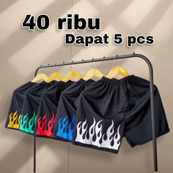 Promo Hemat 45 Ribu Dapat 5 Pcs Celana Pendek Boxer Api Dewasa Remaja Anak All Size Muat bb 30-60kg Short Pants Santai Katun Surfing Distro Pria Wanita 0