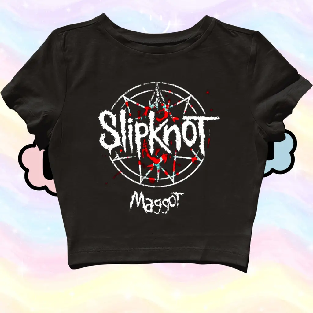 STARPERSON | CROP TOP SLIPKNOT MAGGOT | GRUNGE | Y2K | METAL | VINTAGE | ANIME | BAND | KPOP | ROCK | STREETWEAR | CROPTOP | CROP TEE | SLIM FIT | AESTHETIC | COTTON COMBED 24S | WANITA DEWASA ANAK