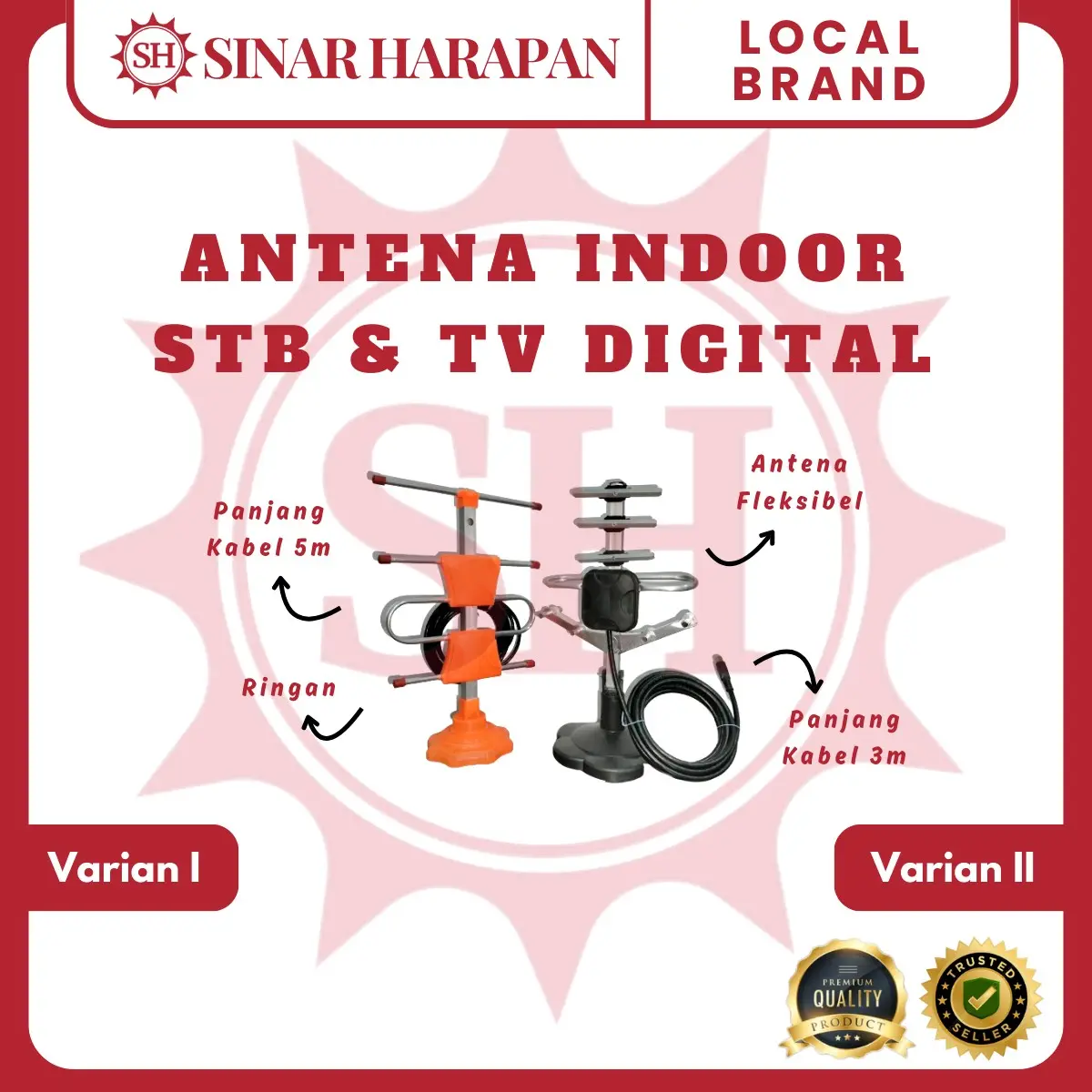 Antena Indoor TV Digital & STB / Antena TV Dalam Ruangan Kabel Hitam
