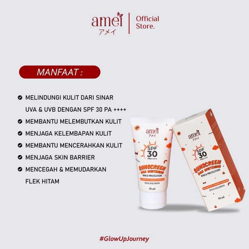 Amei Sunscreen SPF 30 PA++++ 50 Ml 2-in-One Melindungi Kulit Dari Sinar UV - Mencegah Flek Hitam - Mencerahkan Warna Kulit 3