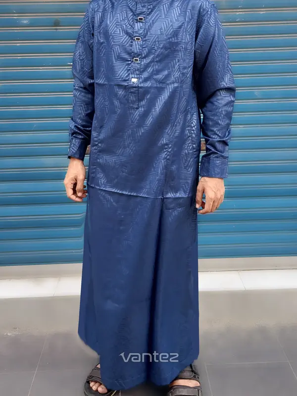 Baju Koko Embos Dewasa Model Kekinian Lengan Panjang Jubah Pria dengan Saku dalam - Kurta Katun 5