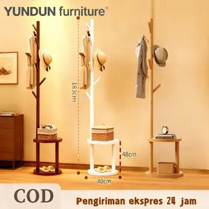 COD Rak Mantel Rak Gantungan Baju Stand hanger Multifungsi  Gantungan Jilbab portable Rak pengeringan Serbaguna Kayu Putih