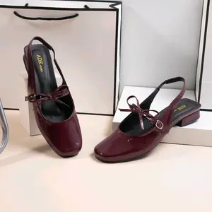 Sepatu Wanita GESPER PITA 3cm Marry Jane Heels Pendek Sintetis Cantik Tahan Lama - Tinggi, Selempang Hill'S mary Shoes